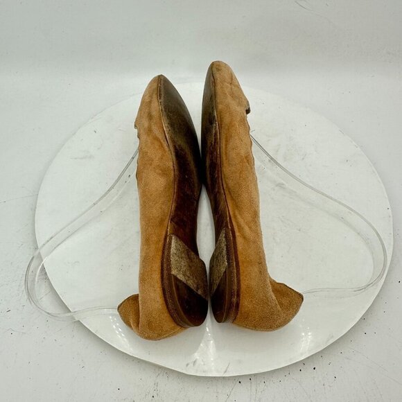 Chloe Scalloped Women Size EU 38 US 8 Brown Leather Slip On Ballet Flat Shoes - Picture 6 of 11